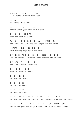 Battle Metal Piano letter notes by Turisas - Arr.Shircent