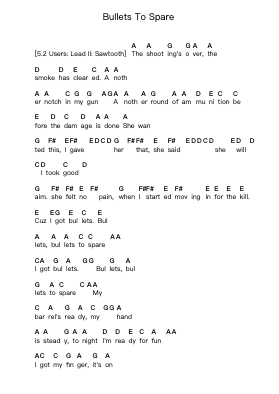 Bullets To Spare Piano letter notes by Dokken - Arr.Shellay