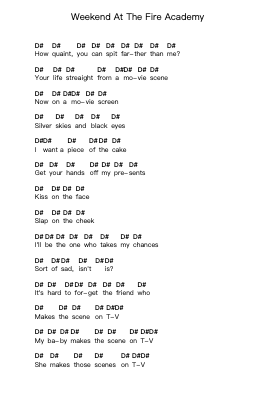 Weekend At The Fire Academy Piano letter notes by Orchid - Arr.Childdy Whitkin