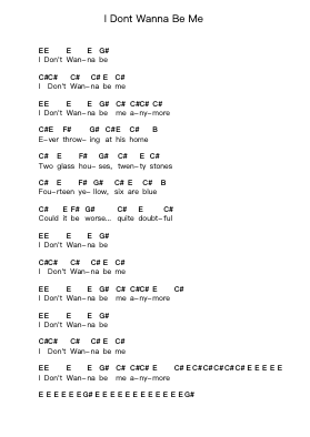 I Dont Wanna Be Me Piano letter notes by Type O Negative - Arr.Temlouie Ramsjo