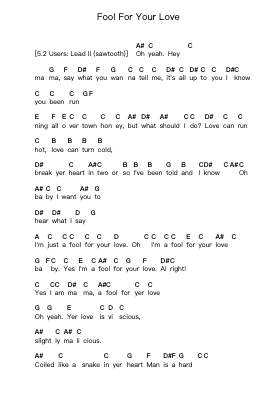 Fool For Your Love पियानो पत्र नोट्स द्वारा Triumph - Arr.Twainted Hewdn