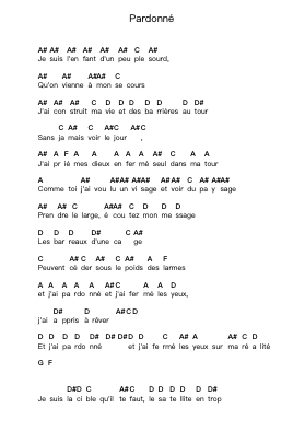 Pardonné Piano letter notes by Kyo - Arr.Graboyd Corann
