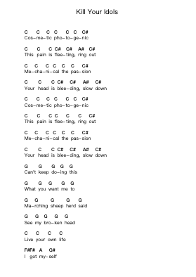 Kill Your Idols Piano letter notes by Static-X - Arr.Mattvelt