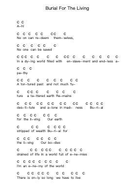 Burial For The Living Piano letter notes by Hatebreed - Arr.Walshfox