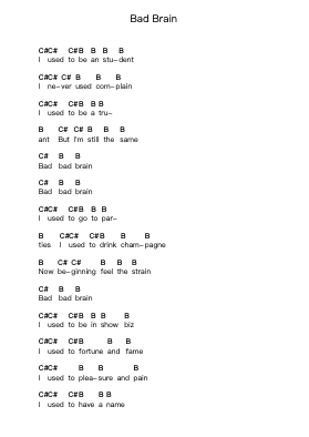 Bad Brain ピアノの音符 by Ramones - Arr.Triswolf Roochel