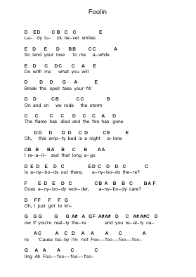 Foolin Piano letter notes by Def Leppard - Arr.Jorrell