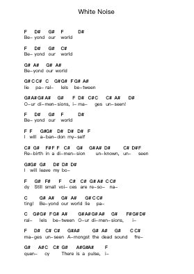 White Noise Piano letter notes by ERRA - Arr.Branlaine
