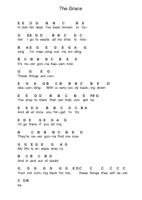 The Grace Ghi chú đàn piano bởi Neverending White Lights - Arr.Coobott Godgrant