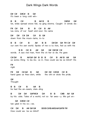 Dark Wings Dark Words ピアノの音符 by HammerFall - Arr.Earlram