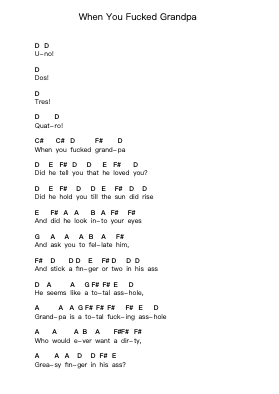 When You Fucked Grandpa Piano letter notes by Blink-182 - Arr.Dannah Motfitch