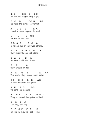 Unholy Klavierbuchstaben-Noten von Savatage - Arr.Jorrell