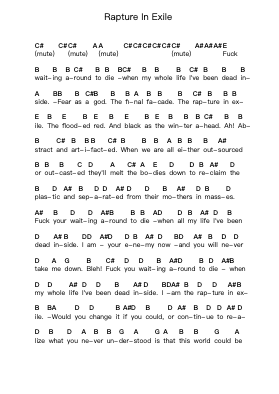 Rapture In Exile Piano letter notes by Darkest Hour - Arr.Rocius