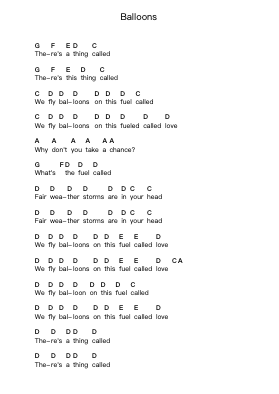 Balloons Piano letter notes by Foals - Arr.Aslan Wordford