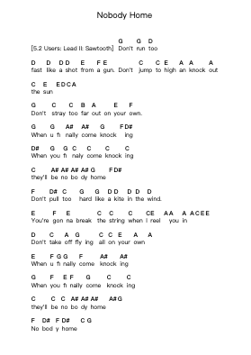 Nobody Home Piano letter notes by Heart - Arr.Foxsam Sharpliam
