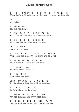 Double Rainbow Song Piano letter notes by schmoyoho - Arr.Woolas Scriplice