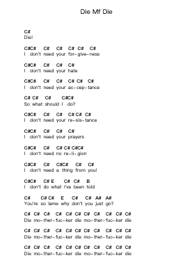 Die Mf Die Piano letter notes by Dope - Arr.Vefrank Graseph