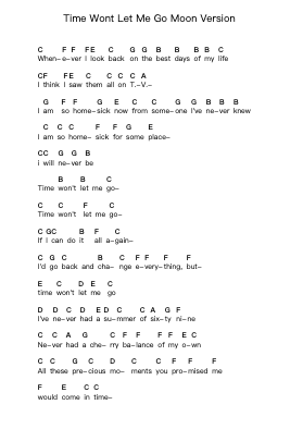 Time Wont Let Me Go Moon Version Piano letter notes by The Bravery - Arr.Ogreen Belker