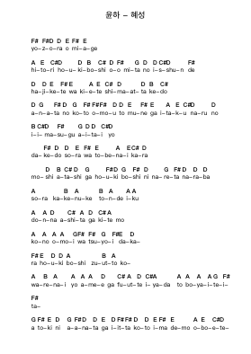 윤하 - 혜성 Piano letter notes by Misc Unsigned Bands - Arr.Zoben