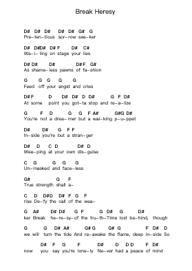 Break Heresy Piano letter notes by Cellador - Arr.Cybing Gilldrew