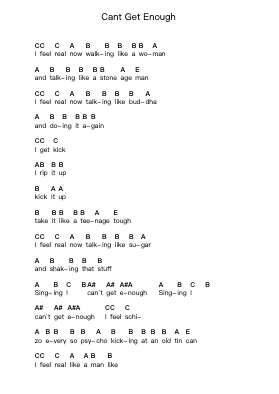 Cant Get Enough Note letterarie per pianoforte di Suede - Arr.Strongbrow Raestowe
