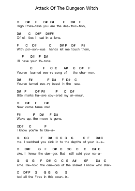Attack Of The Dungeon Witch Piano letter notes by He Is Legend - Arr.Oslew Broadchell