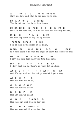 Heaven Can Wait Catatan huruf piano oleh Iron Maiden - Arr.Rhotab