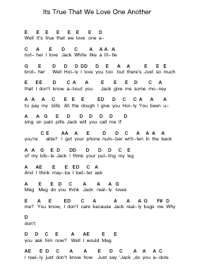 Its True That We Love One Another Piano letter notes by The White Stripes - Arr.Huttbins