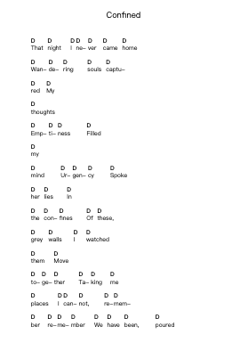 Confined Piano letter notes by As I Lay Dying - Arr.Genewat Duttret