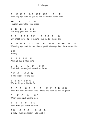 Todayo Piano letter notes by Teenage Bottlerocket - Arr.Earmay