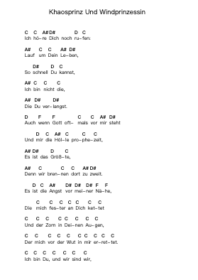 Khaosprinz Und Windprinzessin ピアノの音符 by Samsas Traum - Arr.Churwalsh