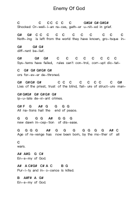 Enemy Of God Catatan huruf piano oleh Kreator - Arr.Consdrow