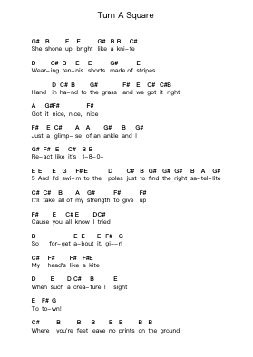 Turn A Square Piano letter notes by The Shins - Arr.Serles