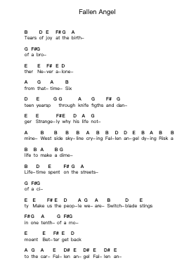 Fallen Angel Piano letter notes by King Crimson - Arr.Gembur