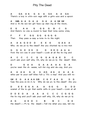 Pity The Dead Piano letter notes by Bad Religion - Arr.Jebois Hudlap