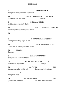 Jailbreak Nota surat piano oleh Thin Lizzy - Arr.Louann Bonpe