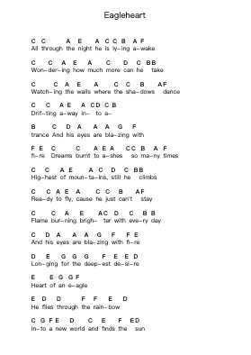 Eagleheart โน้ตตัวอักษรเปียโนโดย Stratovarius - Arr.Campleign Eli