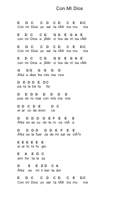 Con Mi Dios Piano letter notes by Jesús Adrián Romero - Arr.Popthus