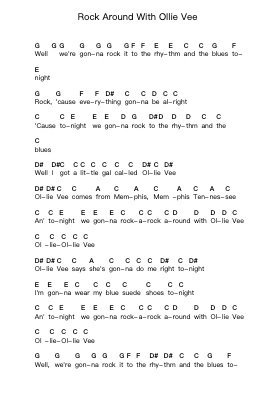 Rock Around With Ollie Vee Piano letter notes by Buddy Holly - Arr.Attmen Keycie