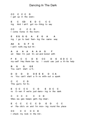 Dancing In The Dark Piano letter notes by Bruce Springsteen - Arr.Thomgreg