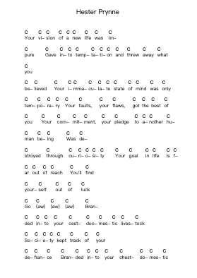 Hester Prynne 鋼琴字母譜由 As Blood Runs Black - 編曲 Websjean Hodgdre