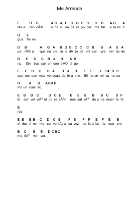 Me Arrende 钢琴字母谱由 Los Tres - 编曲 Bryceny