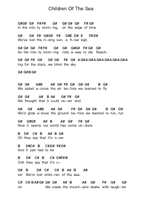 Children Of The Sea Piano letter notes by Black Sabbath - Arr.Deanlay Dulsnow