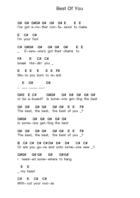 Best Of You Nota surat piano oleh Foo Fighters - Arr.Blybohm