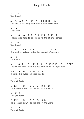 Target Earth Piano letter notes by The Lillingtons - Arr.Beague Kinglor