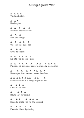 A Drug Against War Piano letter notes by KMFDM - Arr.Charwen
