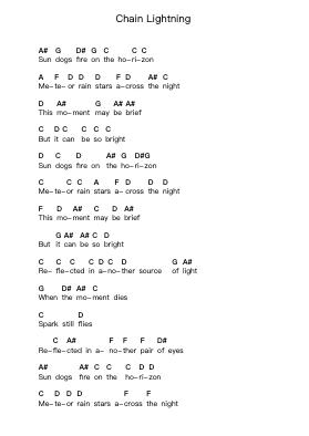Chain Lightning Piano letter notes by Rush - Arr.Huxdia