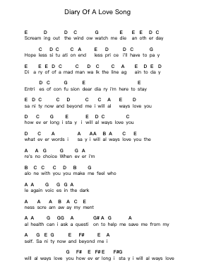 Diary Of A Love Song ピアノの音符 by A Perfect Circle - Arr.Primeg