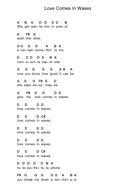 Love Comes In Waves Note letterarie per pianoforte di Fastball - Arr.Viriah