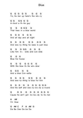 Blue Nota surat piano oleh Eiffel 65 - Arr.Haletra Kimstone