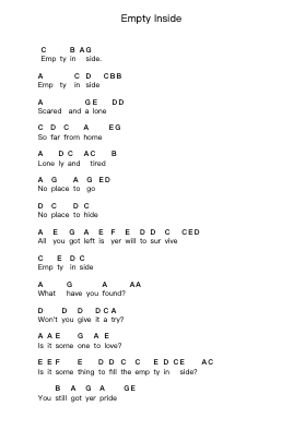 Empty Inside Piano letter notes by Triumph - Arr.Louiefie